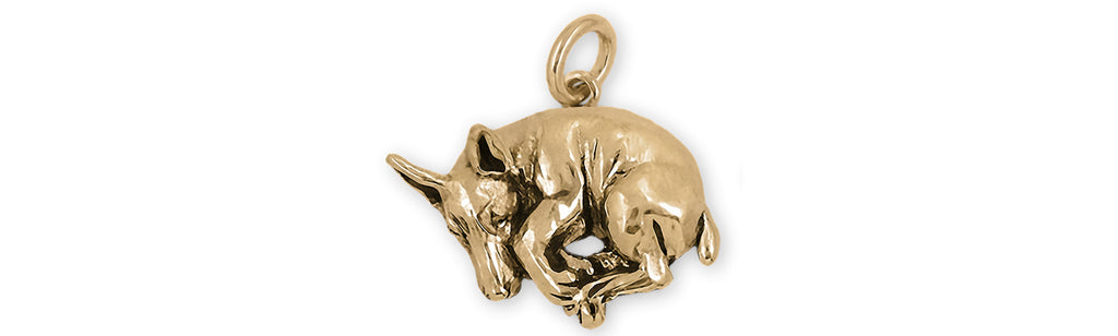 Doberman Charm 14k Yellow Gold Handmade Doberman Pinscher Jewelry  DB8-CG