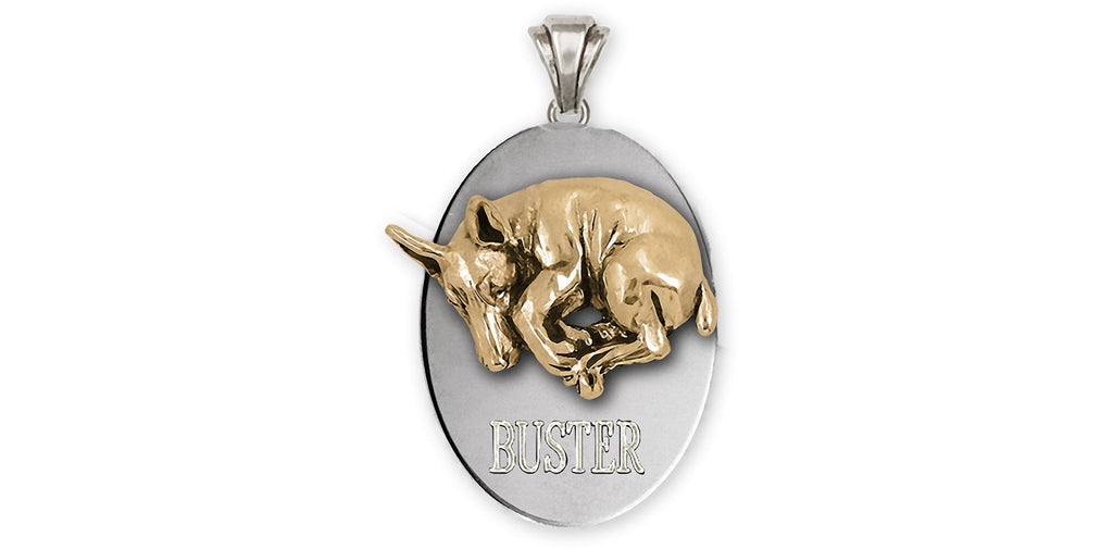 Doberman Charms Doberman Pendant Sterling Silver And Yellow Bronze Doberman Pinscher Jewelry Doberman jewelry