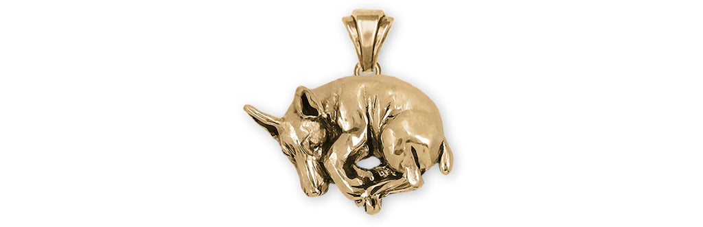 Doberman Charms Doberman Pendant 14k Yellow Gold Doberman Pinscher Jewelry Doberman jewelry