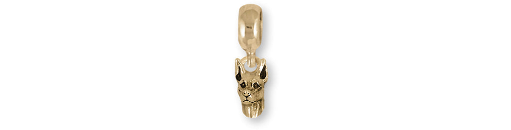 Doberman Charms Doberman Charm Slide 14k Yellow Gold Doberman Pinscher Dobie Jewelry Doberman jewelry