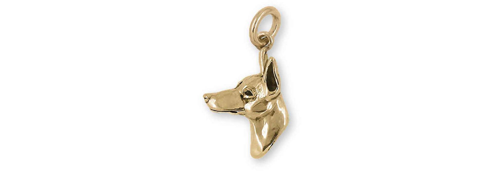 Doberman Charms Doberman Charm 14k Yellow Gold Dobe Doberman Pincher Jewelry Doberman jewelry