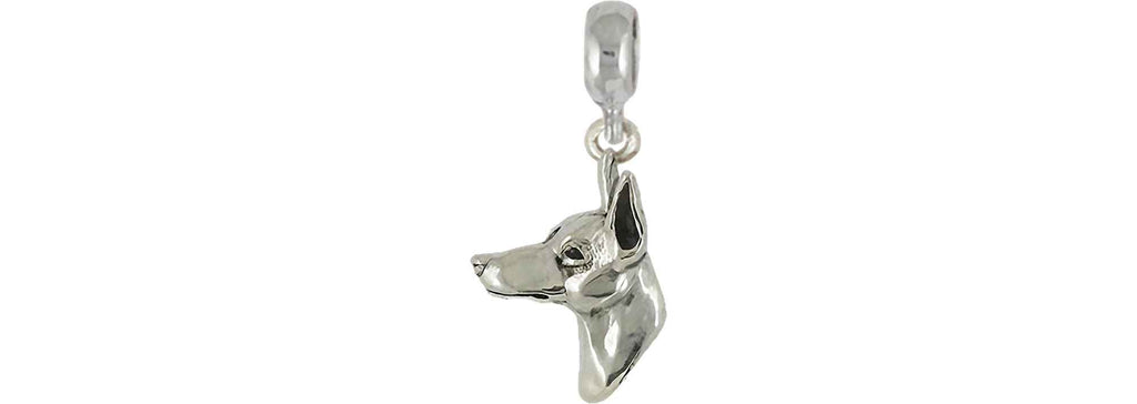 Doberman Charms Doberman Charm Slide Sterling Silver Dobe Doberman Pincher Jewelry Doberman jewelry