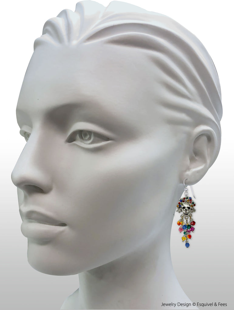 Day Of The Dead Earrings Sterling Silver Handmade Dia De Los Muertos Skull Jewelry  DOD4-E