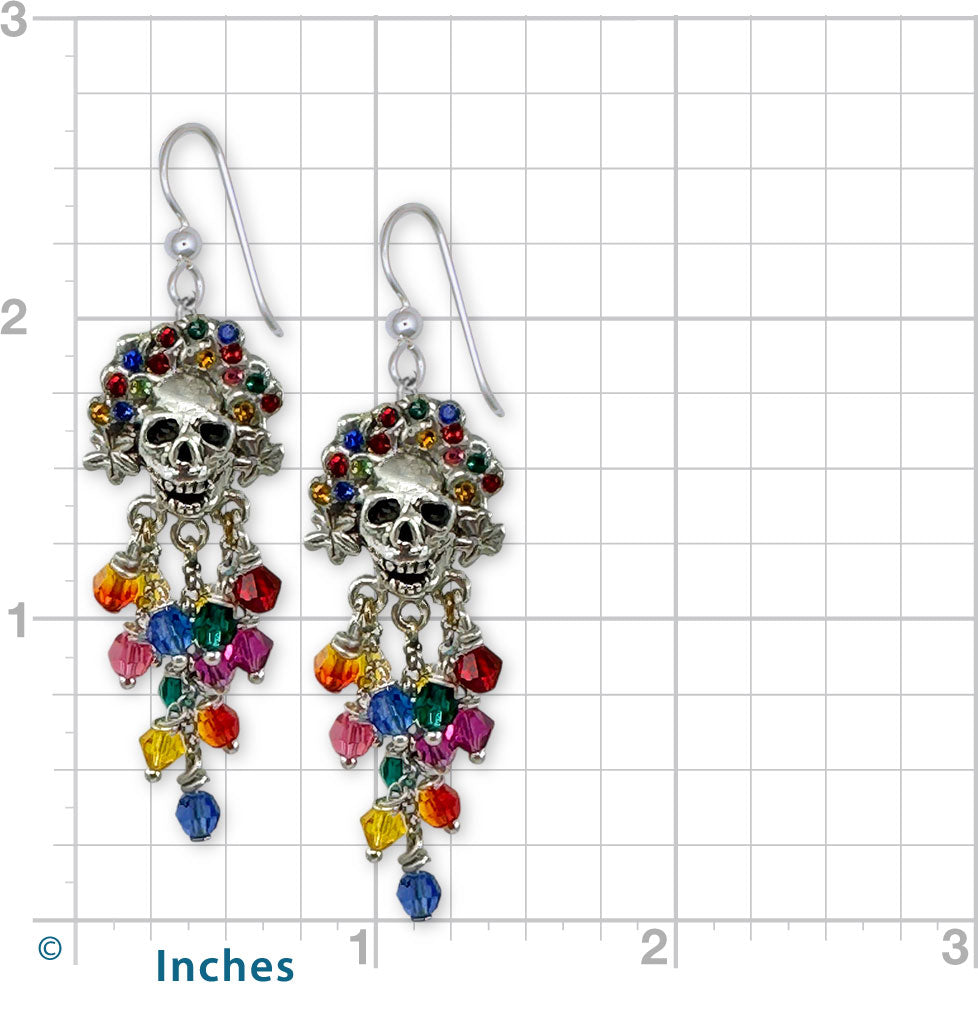 Day Of The Dead Earrings Sterling Silver Handmade Dia De Los Muertos Skull Jewelry  DOD4-E