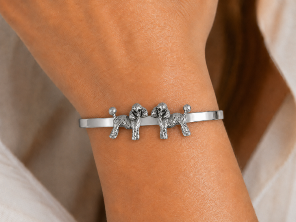 Poodle Bracelet in Sterling Silver, Handmade Poodle Link Bracelet, Poodle Dog Jewelry, Poodle Owner Gift, Poodle Lover Bracelet PD55-2CB
