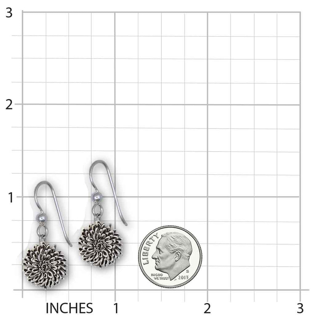 Chrysanthemum Earrings Jewelry Sterling Silver Handmade Flower Earrings CRY2X-E