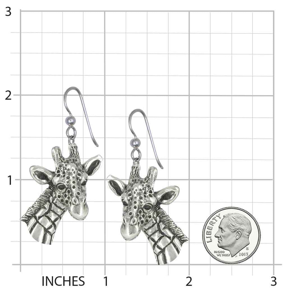 Giraffe Jewelry Sterling Silver Handmade Giraffe Earrings  GFF2N-E