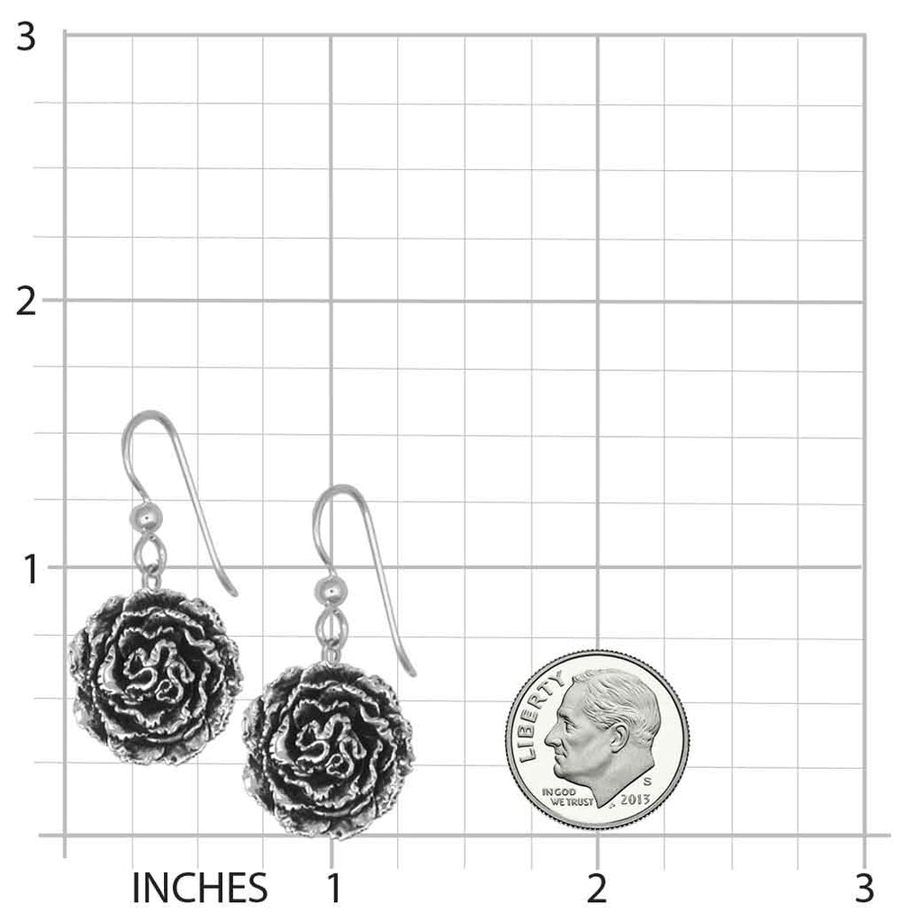 Carnation Earrings Jewelry Sterling Silver Handmade Flower Earrings CN2-E