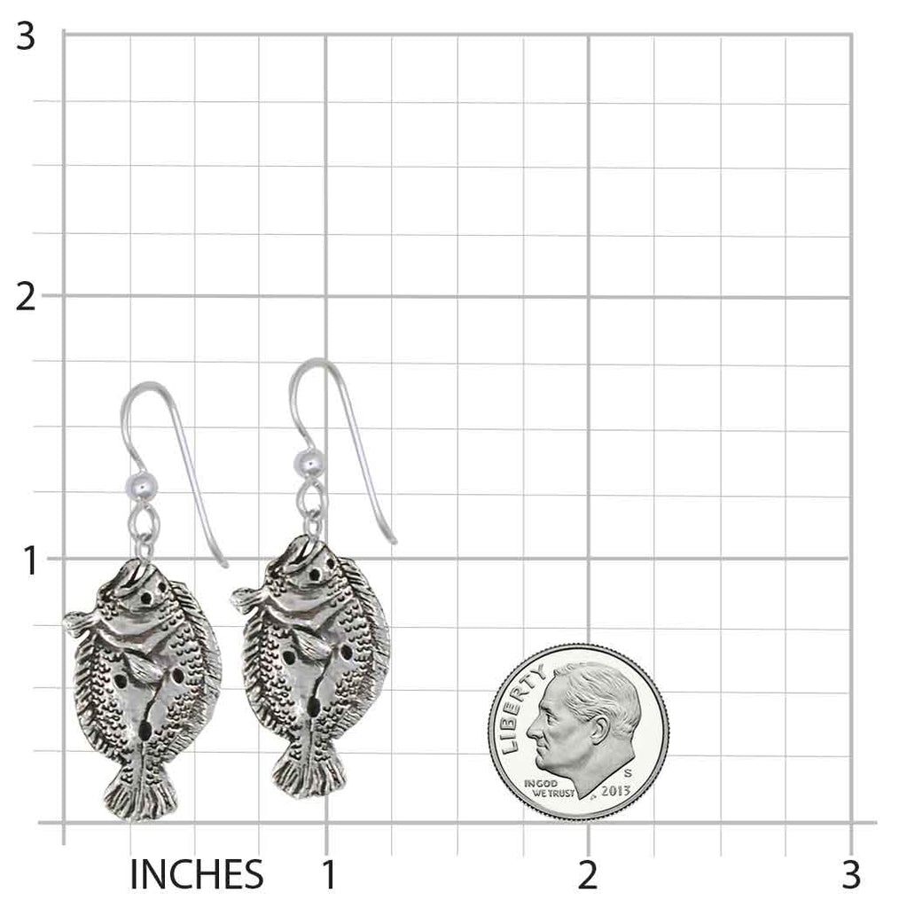 Flounder Earrings Jewelry Sterling Silver Handmade Fish Earrings FE1-E