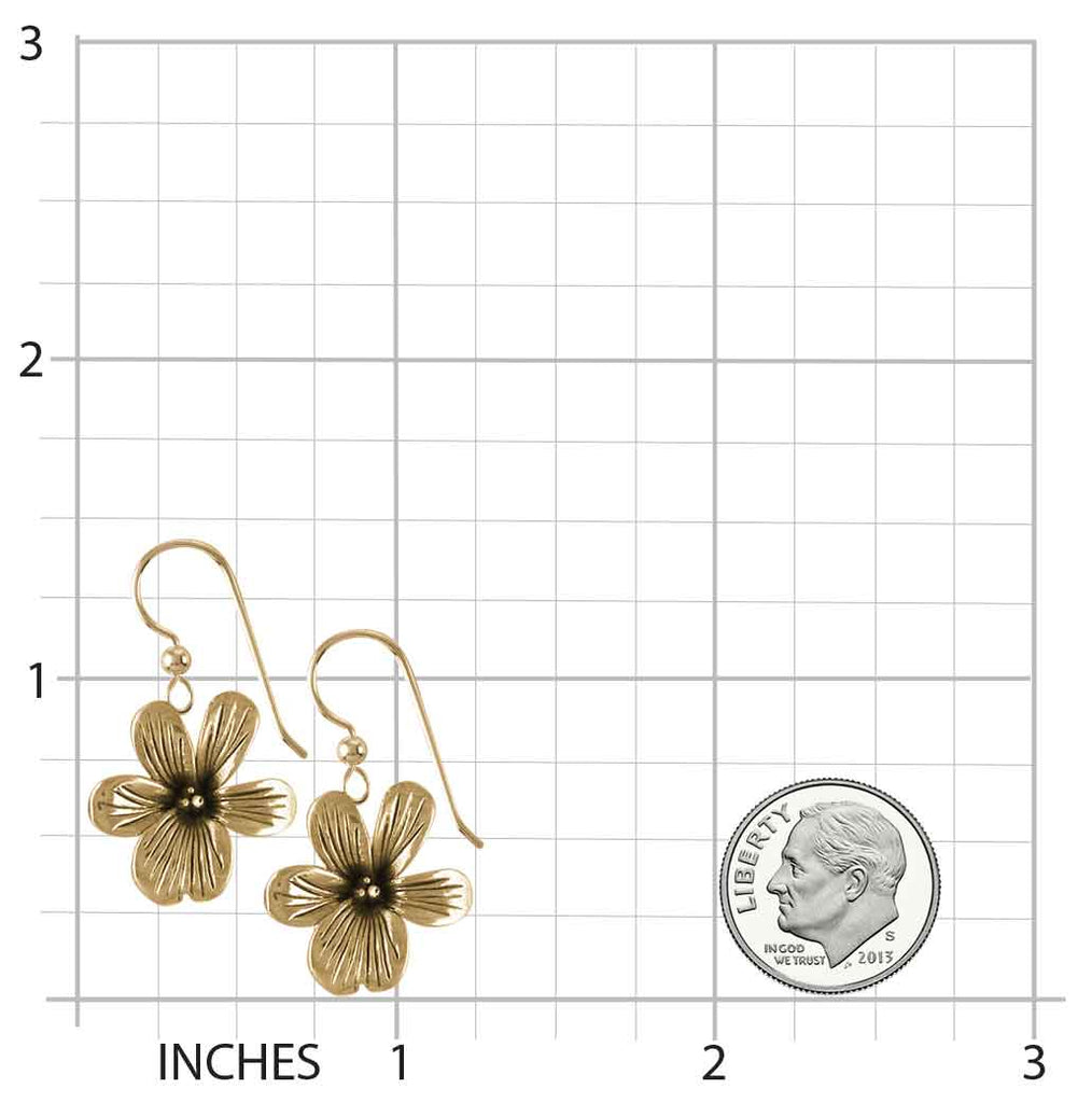 Violet Earrings Jewelry 14k Gold Handmade Flower Earrings VT1-EG