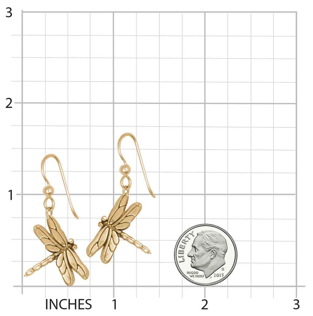 Dragonfly Jewelry 14k Gold Handmade Dragonfly Earrings  DY1-EG