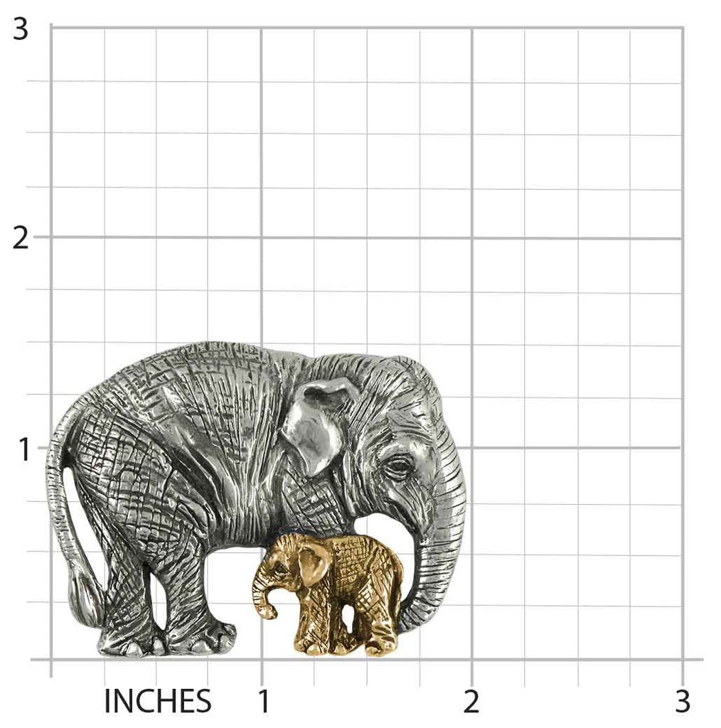 Asian Elephant And Baby Pendant Jewelry Silver And Gold Handmade Wildlife Pendant EL9-TNP