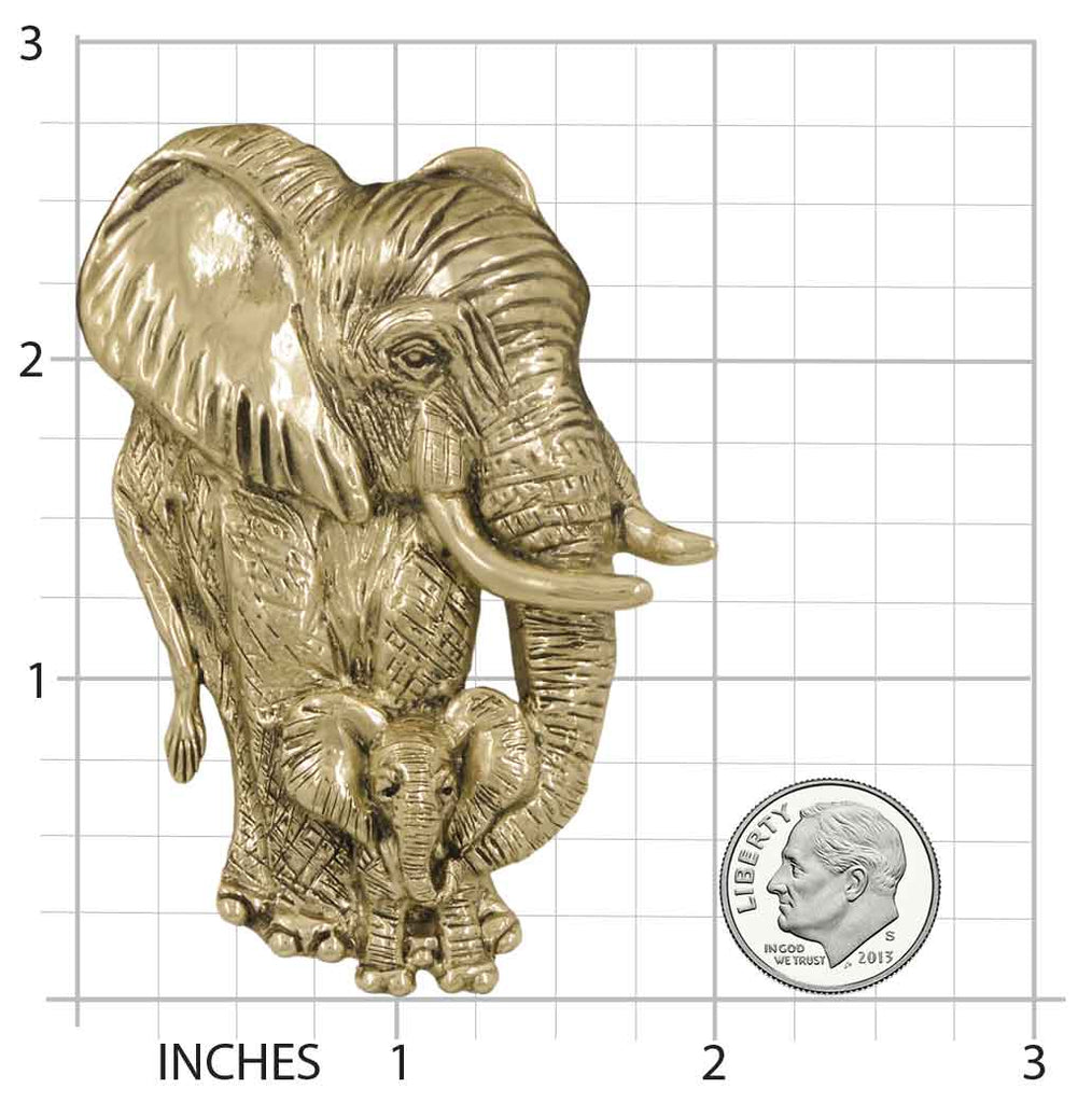 Elephant Pendant 14k Gold Vermeil Handmade Elephant And Calf Jewelry  ELC1-SLDVM