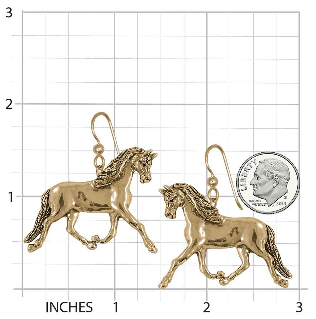 Arabian Horse Earrings 10k Yellow Gold Handmade Arabian Horse Jewelry  EQ18-EG