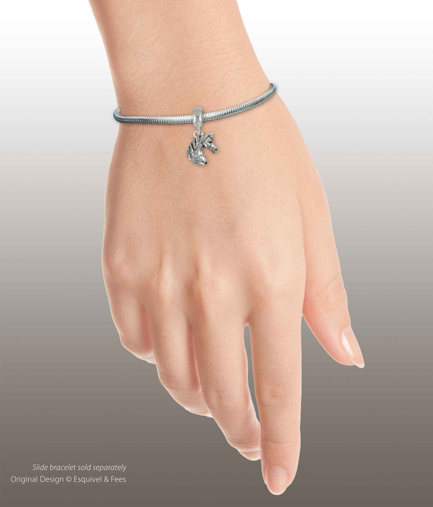 Horse Charm Slide Sterling Silver Handmade Arabian Horse Jewelry This Charm Will Fit A Pandora® Slide Bracelet EQ20H-PNS