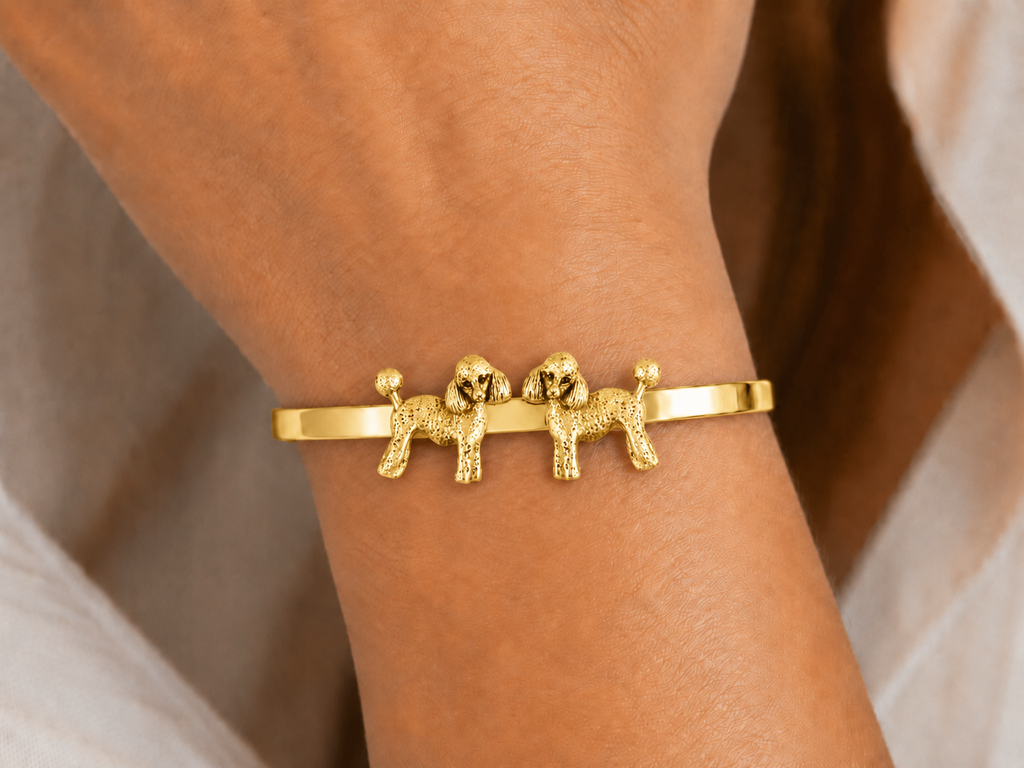 Poodle Link Bracelet in 14K Yellow Gold Vermeil, Handmade Poodle Bracelet, Detailed Poodle Jewelry, Poodle Owner Gift PD55-2CBvm