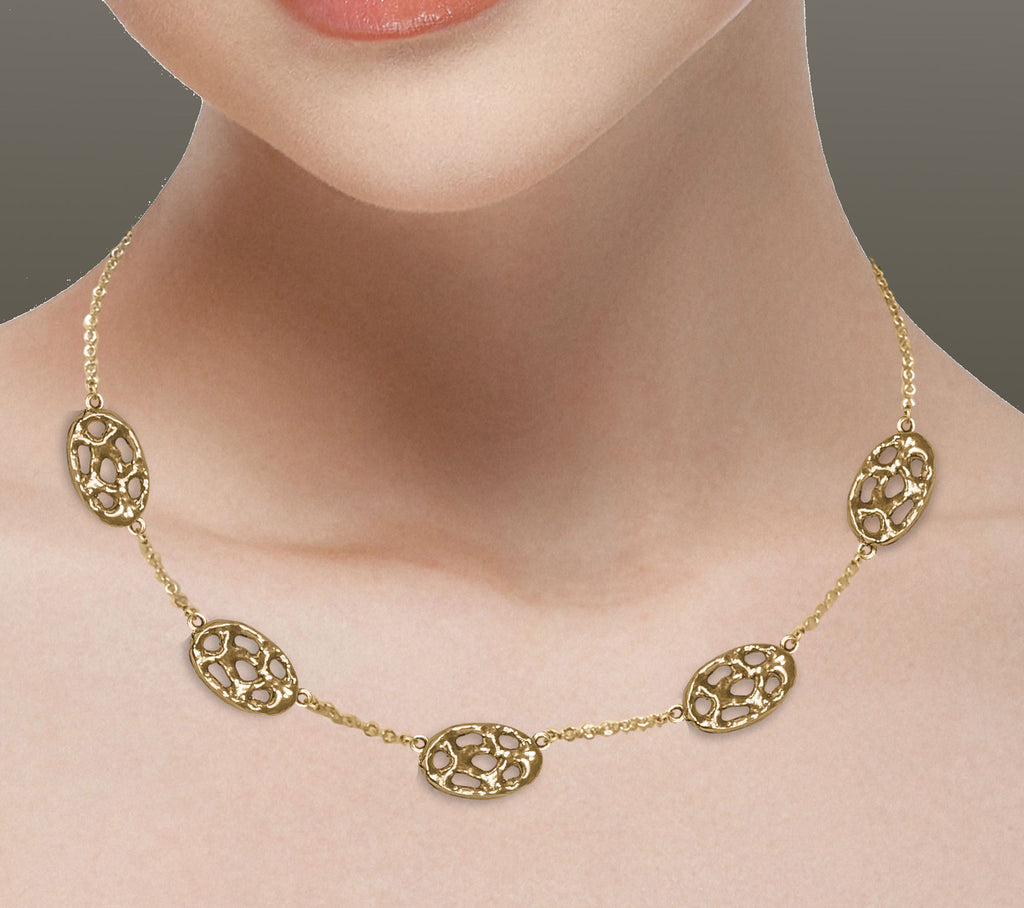 Fashion Necklace Jewelry 14k Yellow Gold Vermeil Handmade Honeycomb Fashion Necklace  FACH1-TNVM