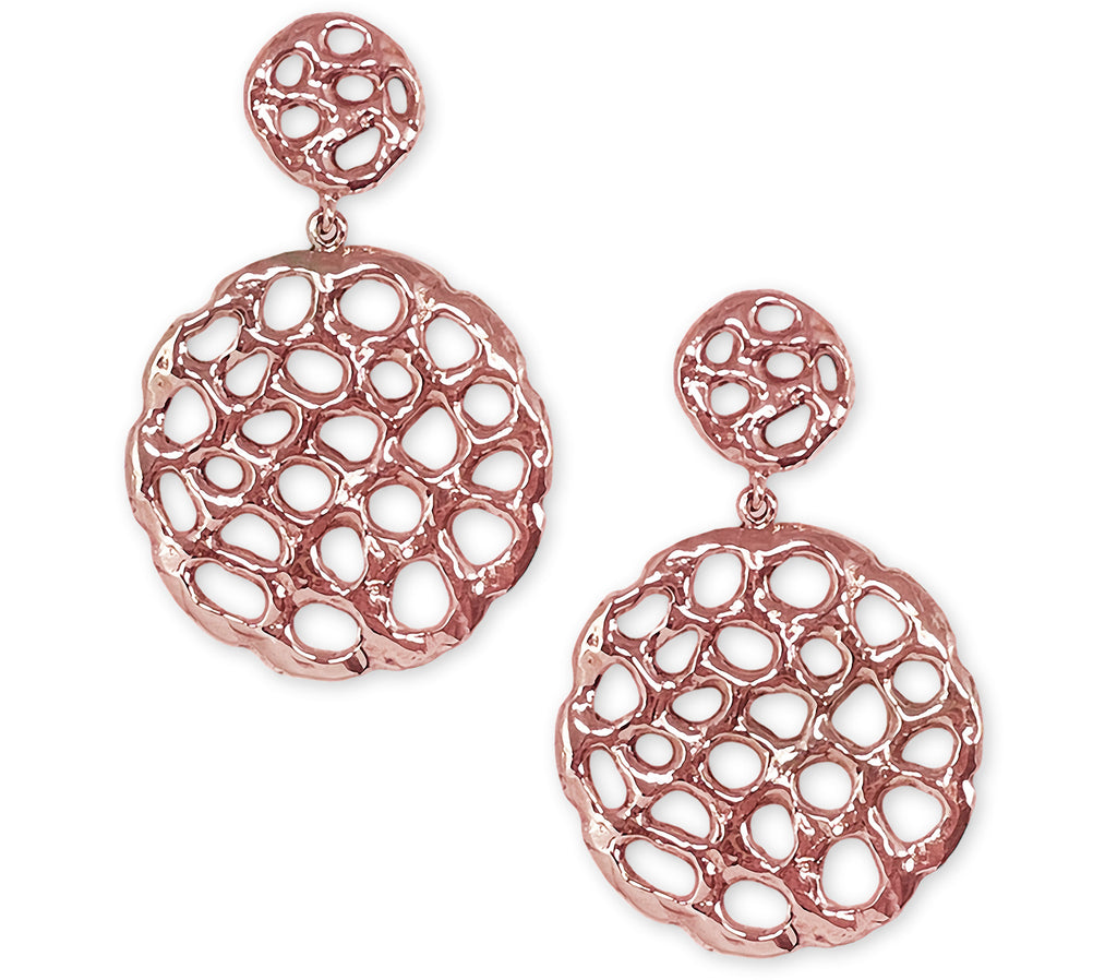Fashion Earrings Jewelry 14k Rose Gold Plated Handmade Honeycomb Earrings  FAHC2-ER