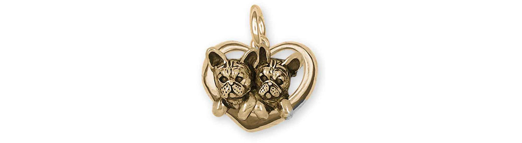 French Bulldog Charms French Bulldog Charm Yellow Bronze Frenchie Jewelry French Bulldog jewelry