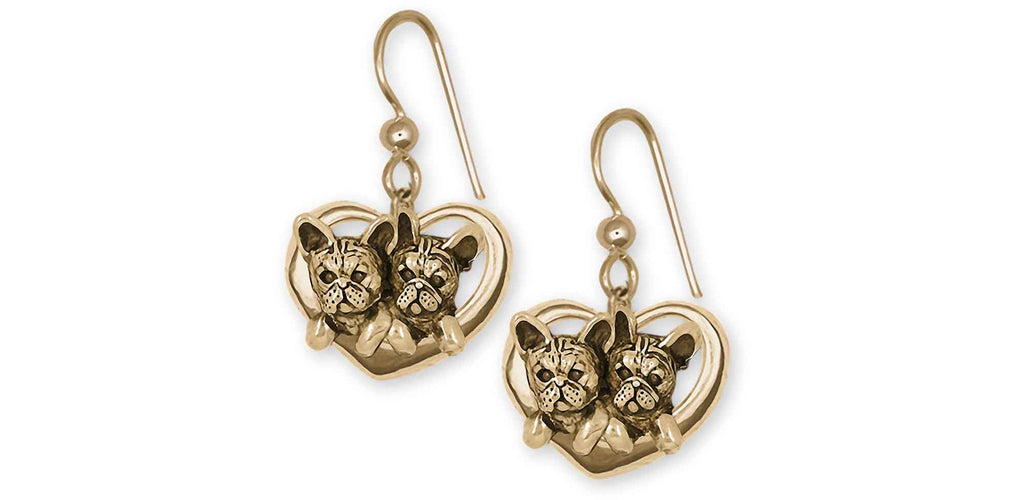 French Bulldog Charms French Bulldog Earrings 14k Yellow Gold Frenchie Jewelry French Bulldog jewelry