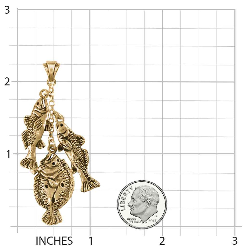 Grand Slam Fish Pendant Jewelry 14k Gold Handmade Full Stringer Pendant FRIS-PG