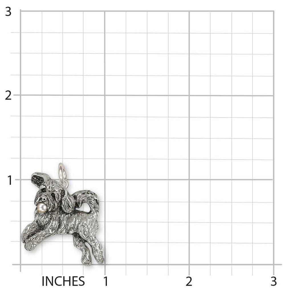 Goldendoodle Charm Sterling Silver And Cultured Pearl Handmade Goldendoodle Jewelry  GDL14-CP