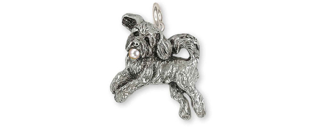 Goldendoodle Charms Goldendoodle Charm Sterling Silver And Cultured Pearl Goldendoodle Jewelry Goldendoodle jewelry
