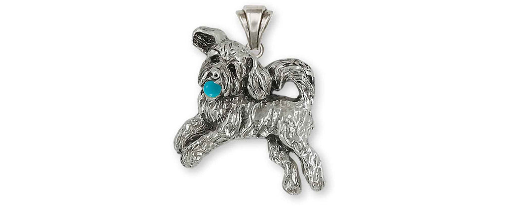 Goldendoodle Charms Goldendoodle Pendant Sterling Silver And Turquoise Goldendoodle Jewelry Goldendoodle jewelry