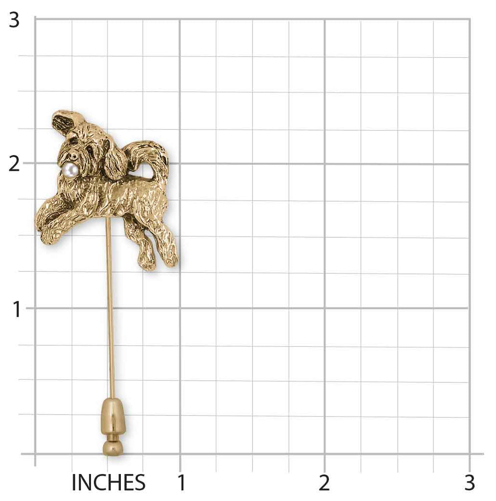 Goldendoodle Brooch Pin 14k Gold Vermeil And Cultured Pearl Handmade Goldendoodle Jewelry  GDL14-STPVMP