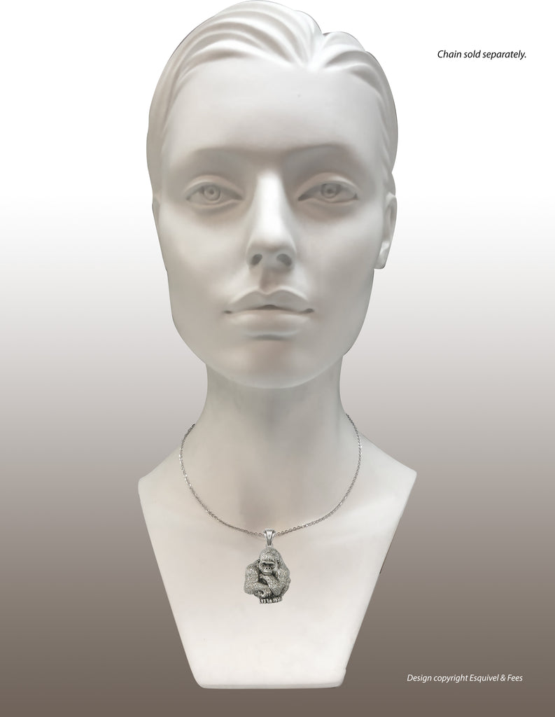 Gorilla Pendant Jewelry Sterling Silver Handmade Gorilla Pendant GL4H-P