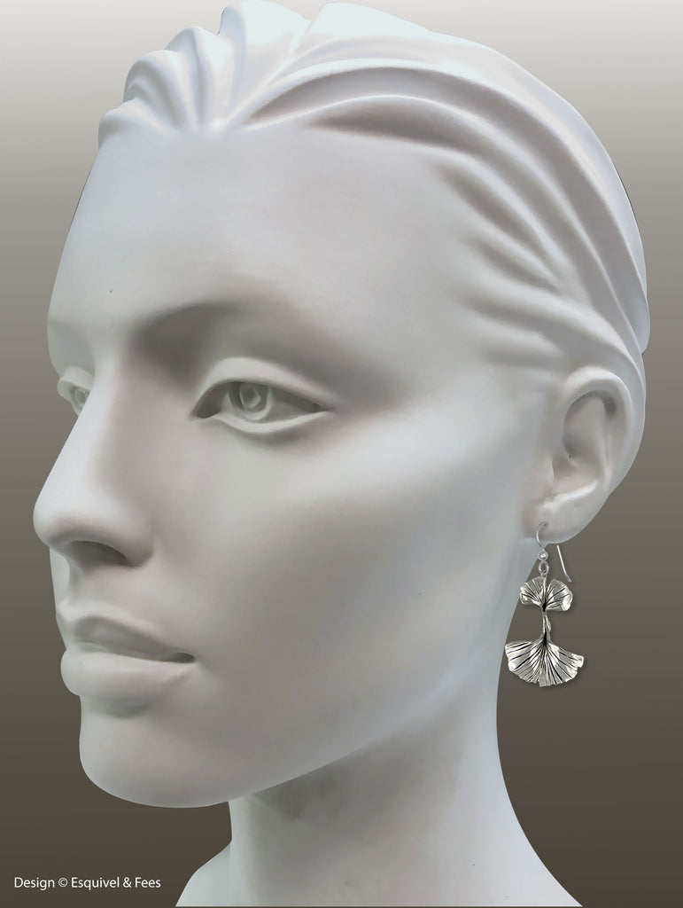 Ginkgo Earrings Sterling Silver Handmade Ginkgo Jewelry  GNK23-E