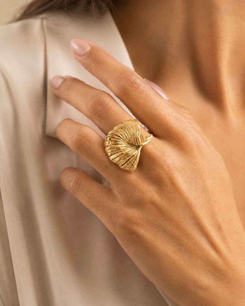  Charms  Ring 14k Gold Vermeil Ginkgo Leaf Jewelry  jewelry