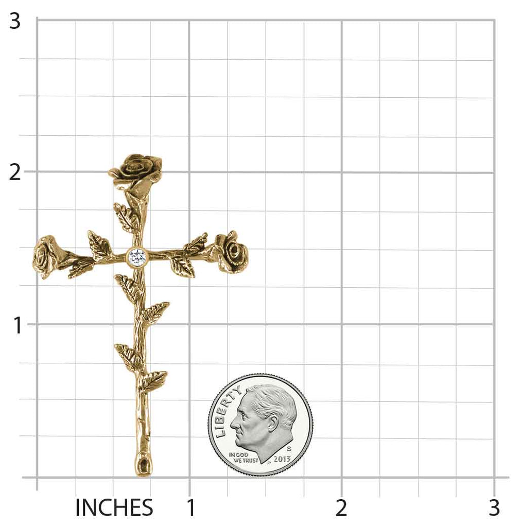 Birthstone Rose Cross Pendant Jewelry 14k Gold Vermeil Handmade Flower Pendant RS10-SPvm