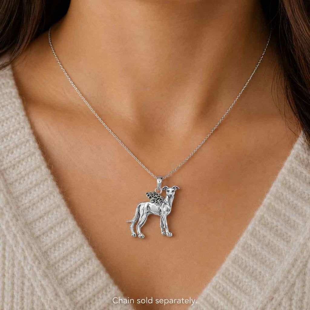 Greyhound Pendant Sterling Silver, Handmade Greyhound Dog Necklace Charm, Sighthound Jewelry Gift