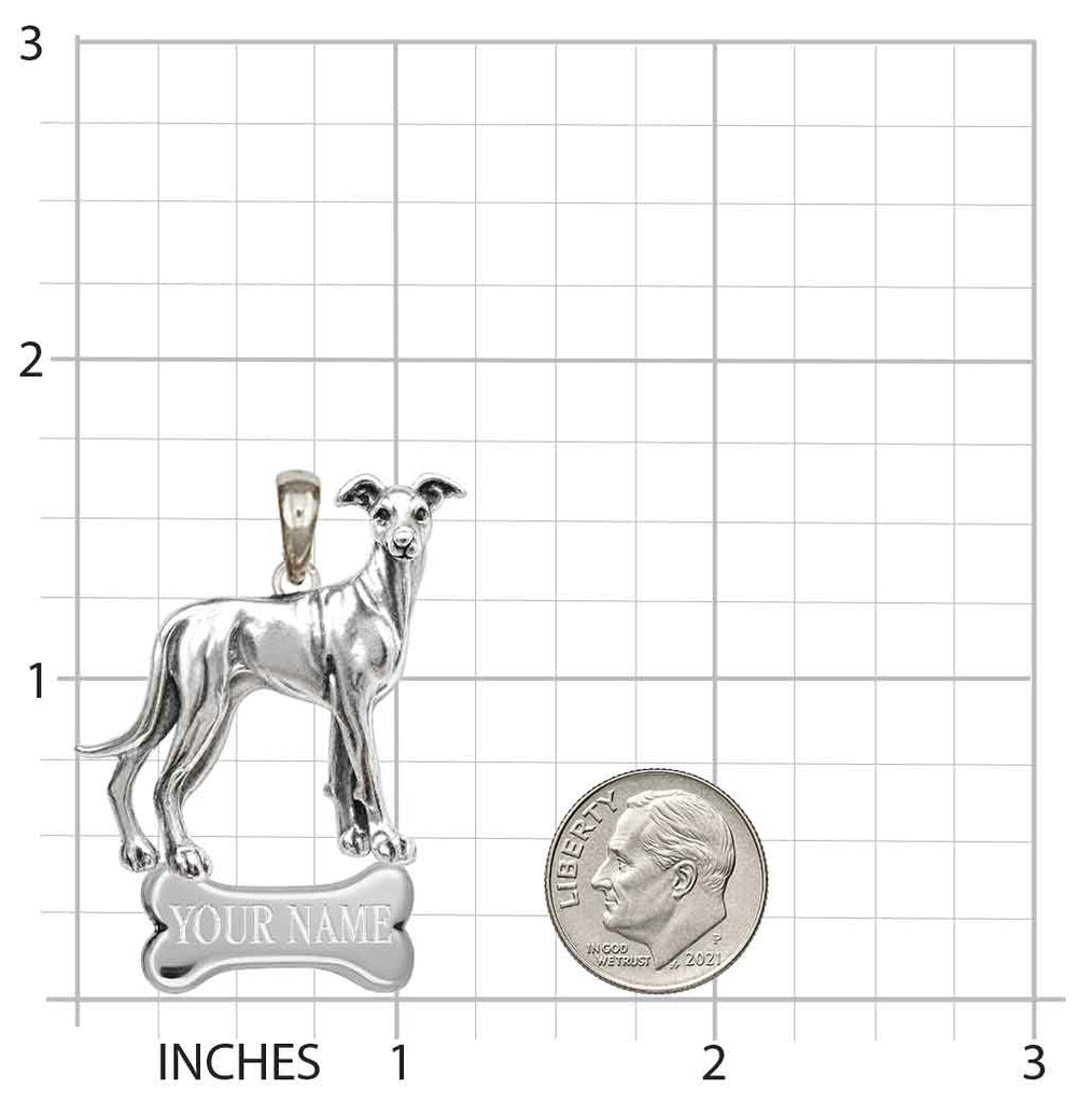 Greyhound Pendant Sterling Silver, Handmade Greyhound Dog Necklace, Personalized Sighthound Jewelry Gift