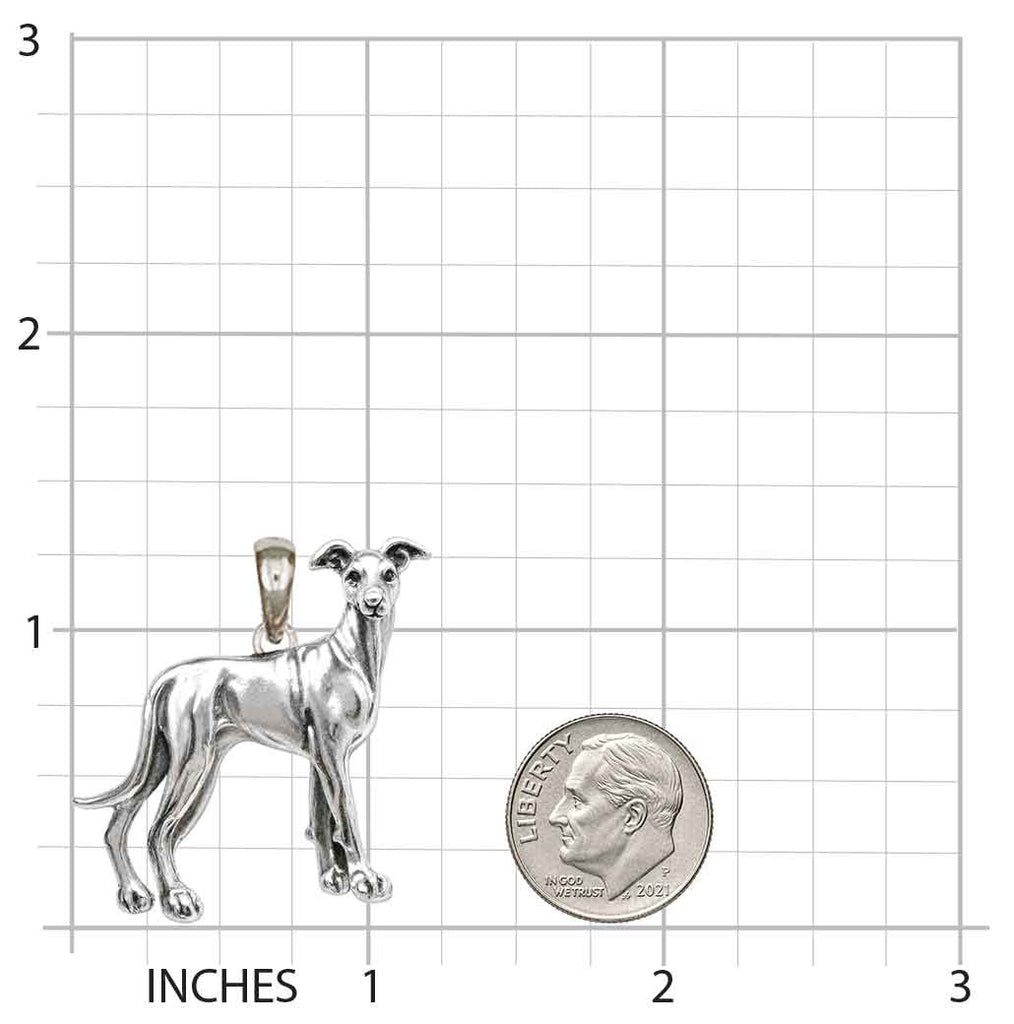 Greyhound Pendant Sterling Silver, Handmade Greyhound Dog Necklace, Detailed Sighthound Jewelry Gift