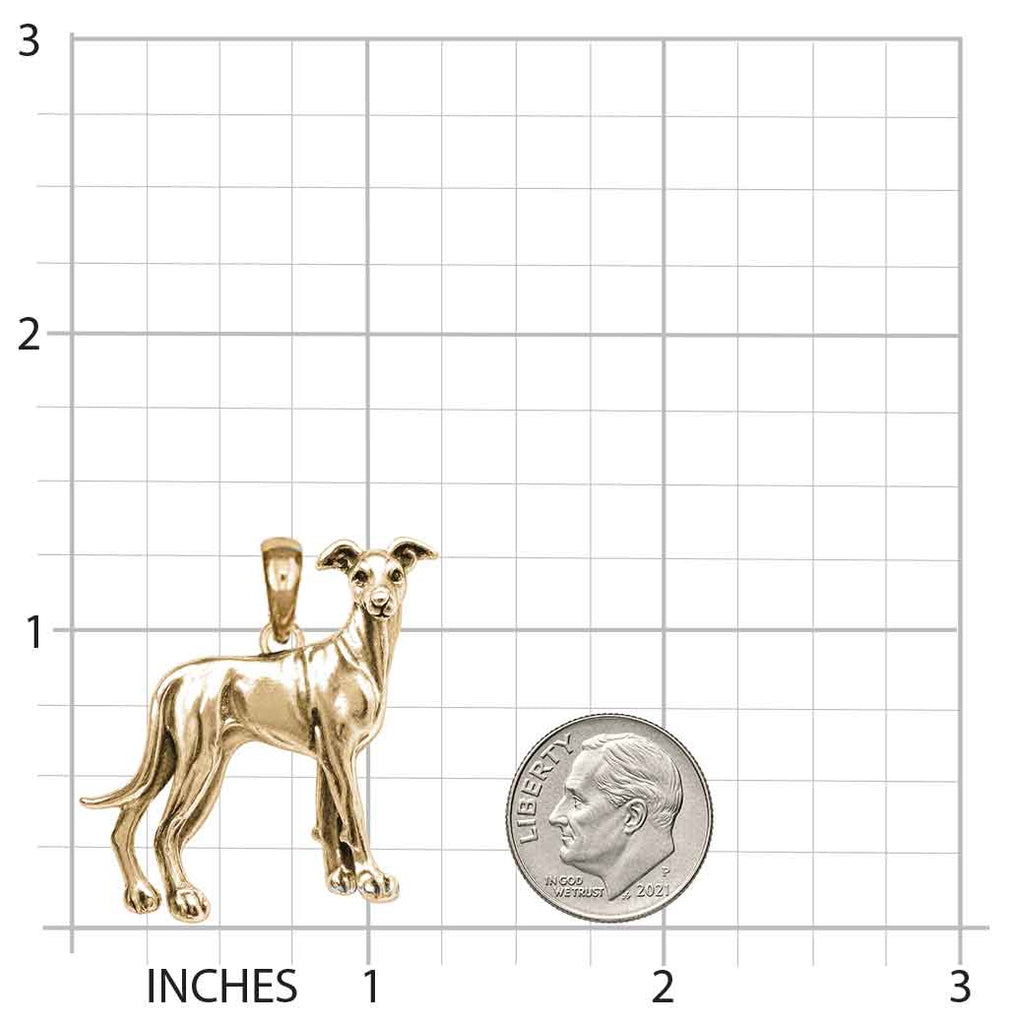 Greyhound Pendant 14K Gold Vermeil, Handmade Greyhound Dog Necklace, Detailed Sighthound Jewelry Gift