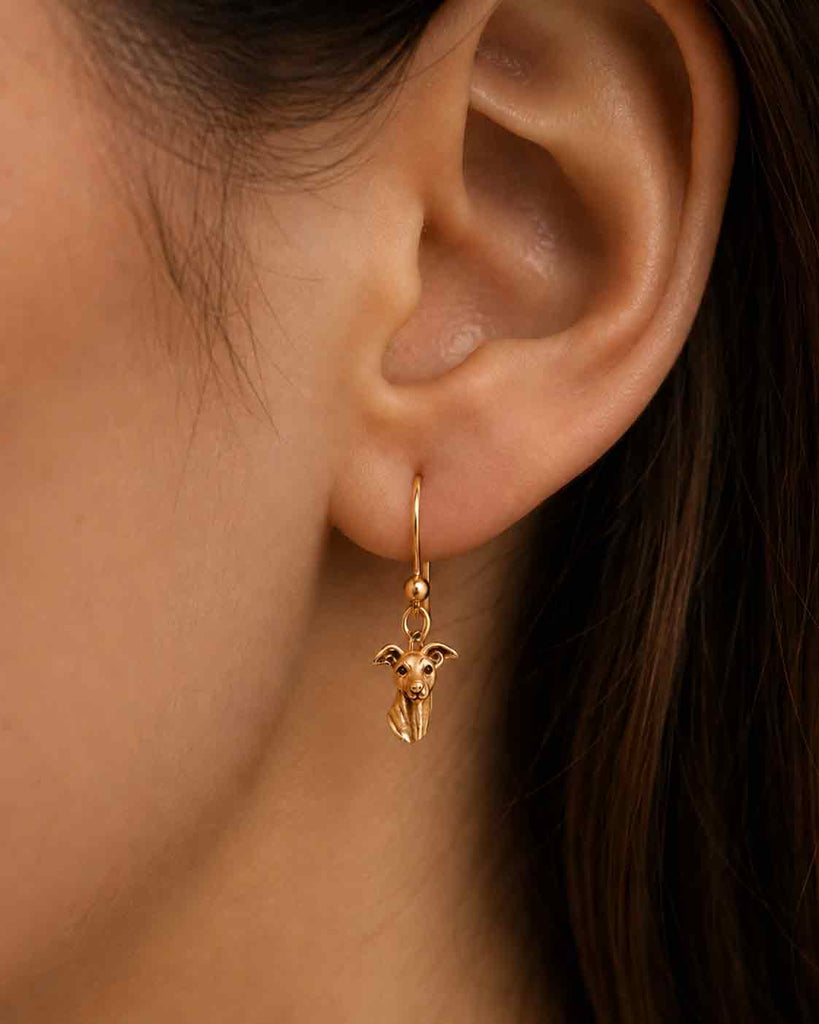 Greyhound Earrings 14K Gold Vermeil, Handmade Greyhound Dog Earrings, Sighthound Jewelry Gift