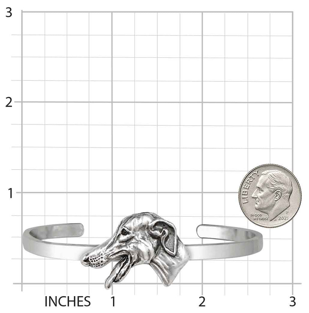 Greyhound Bracelet Sterling Silver, Handmade Dimensional Greyhound Dog Link Bracelet, Custom Sized Greyhound Jewelry Gift, GRH2-CB