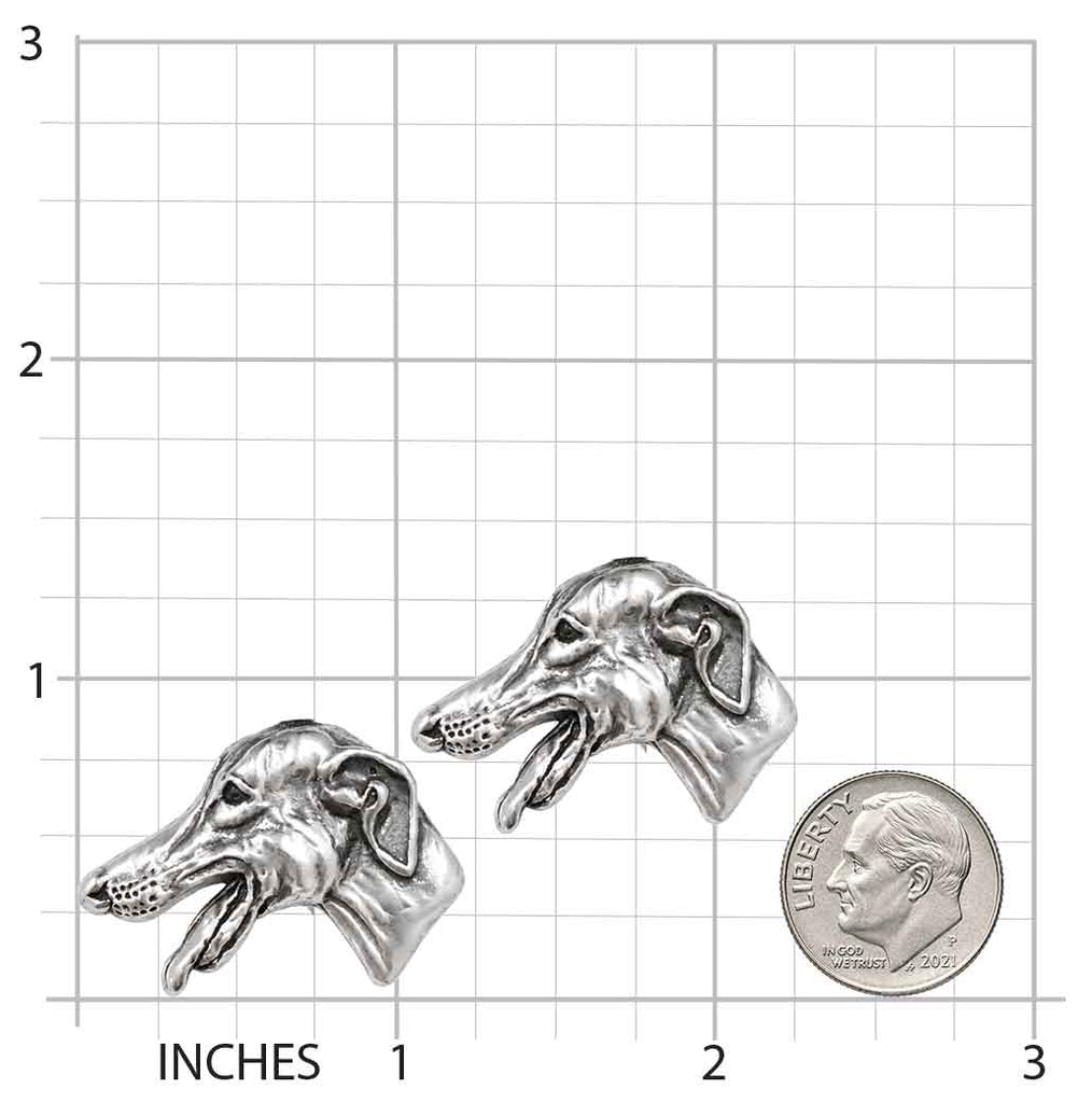 Greyhound Cufflinks Sterling Silver, Handmade Greyhound Dog Breed Cuff Links, Dimensional Greyhound Jewelry Gift, GRH2-CL