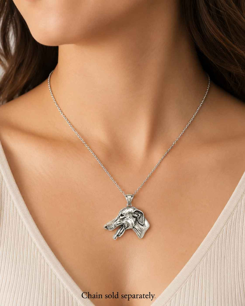 Greyhound Pendant Sterling Silver, Handmade Dimensional Greyhound Necklace, Greyhound Dog Jewelry Gift, GRH2-P