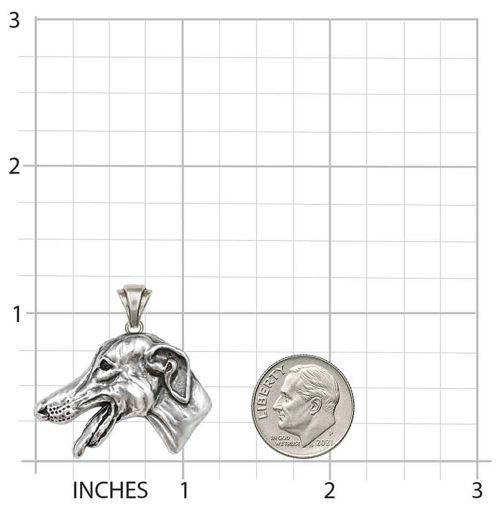 Greyhound Pendant Sterling Silver, Handmade Dimensional Greyhound Necklace, Greyhound Dog Jewelry Gift, GRH2-P