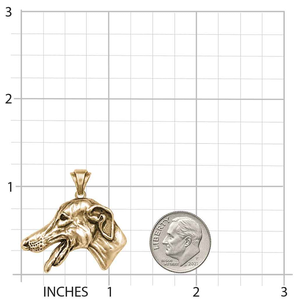 Greyhound Pendant Yellow Bronze, Handmade Dimensional Greyhound Necklace, Greyhound Jewelry Gift, GRH2-PBZ