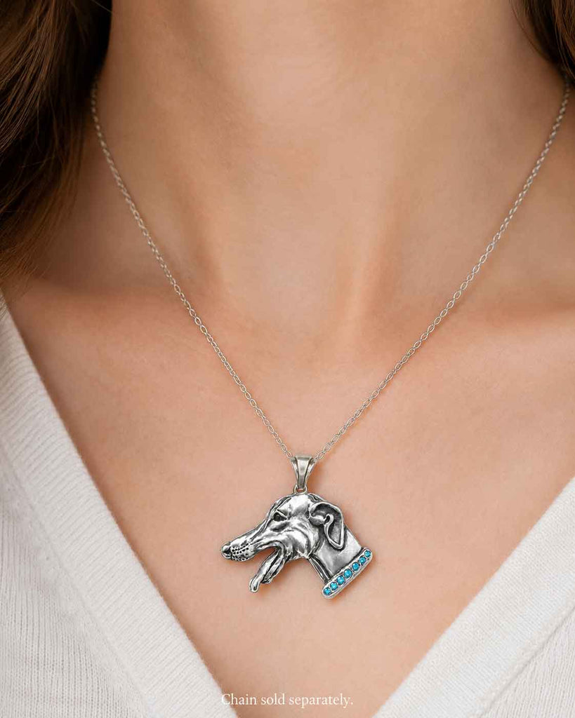 Greyhound Pendant Sterling Silver, Handmade Dimensional Greyhound Necklace, Greyhound Dog Jewelry Gift, GRH2-SP