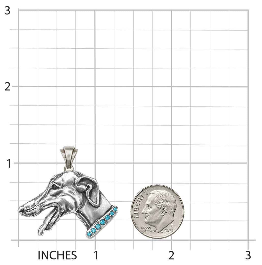 Greyhound Pendant Sterling Silver, Handmade Dimensional Greyhound Necklace, Greyhound Dog Jewelry Gift, GRH2-SP