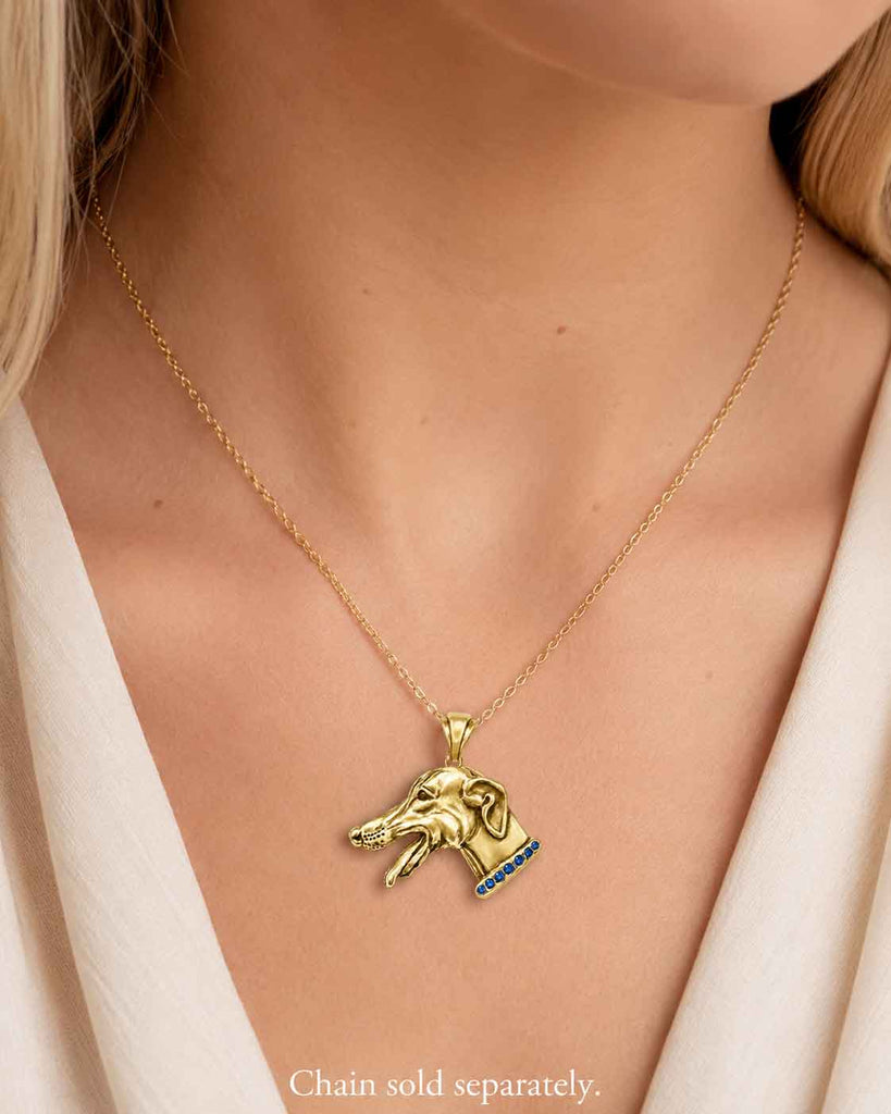 Greyhound Pendant 14K Gold Vermeil, Handmade Dimensional Greyhound Necklace, Greyhound Jewelry Gift, GRH2-SPVM