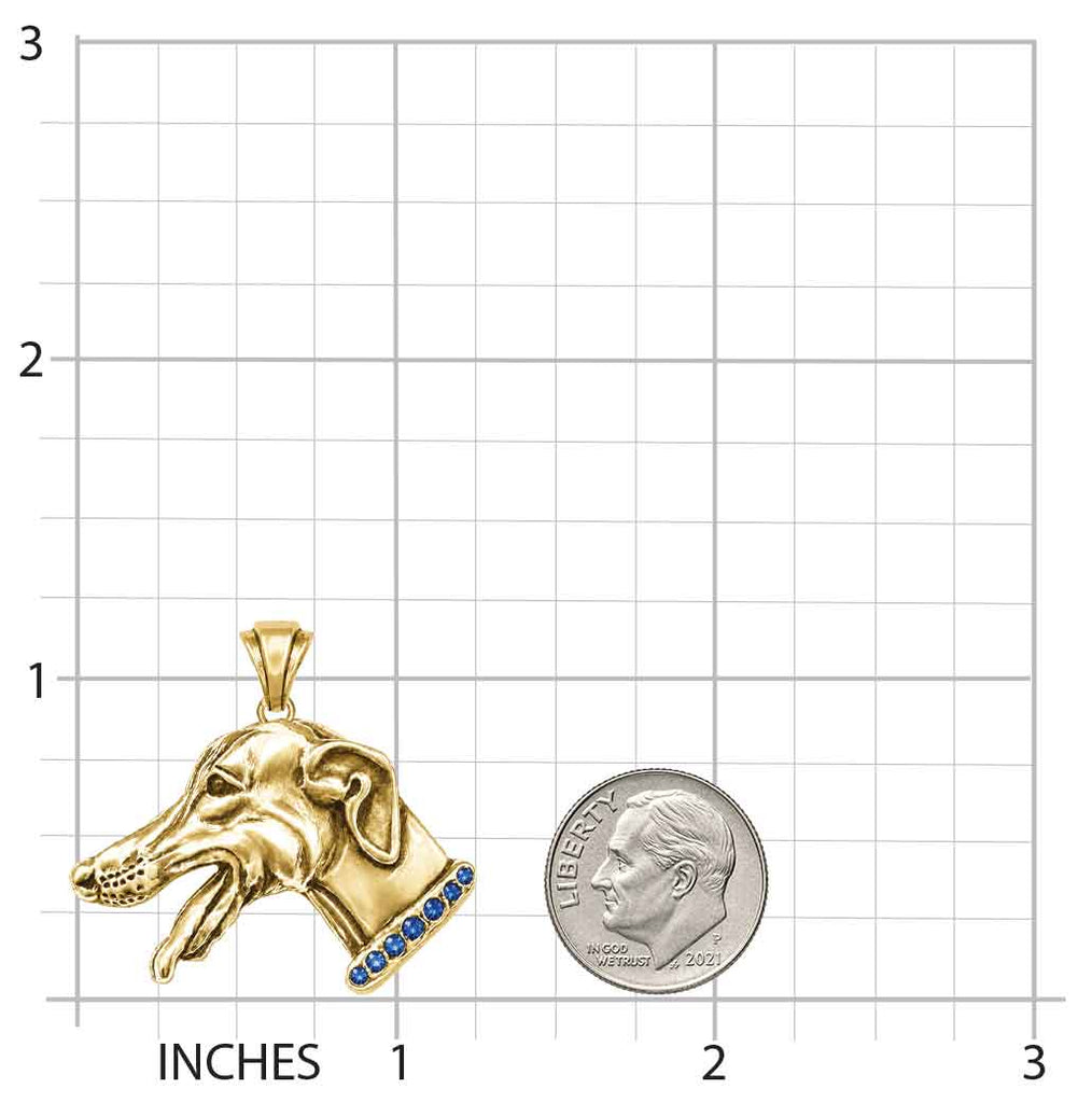 Greyhound Pendant 14K Gold Vermeil, Handmade Dimensional Greyhound Necklace, Greyhound Jewelry Gift, GRH2-SPVM
