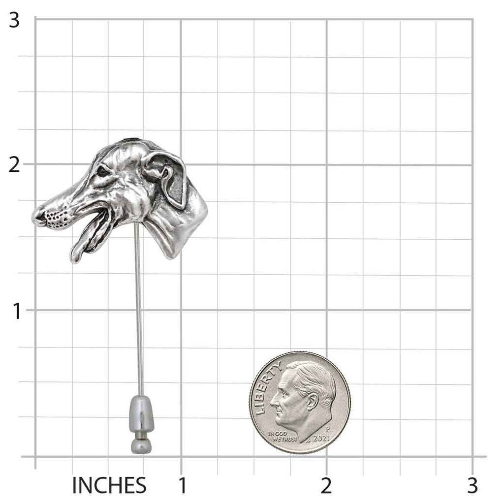 Greyhound Stick Pin, Handmade Dimensional Greyhound Dog Jewelry, Greyhound Lapel Pin Gift, GRH2-STP