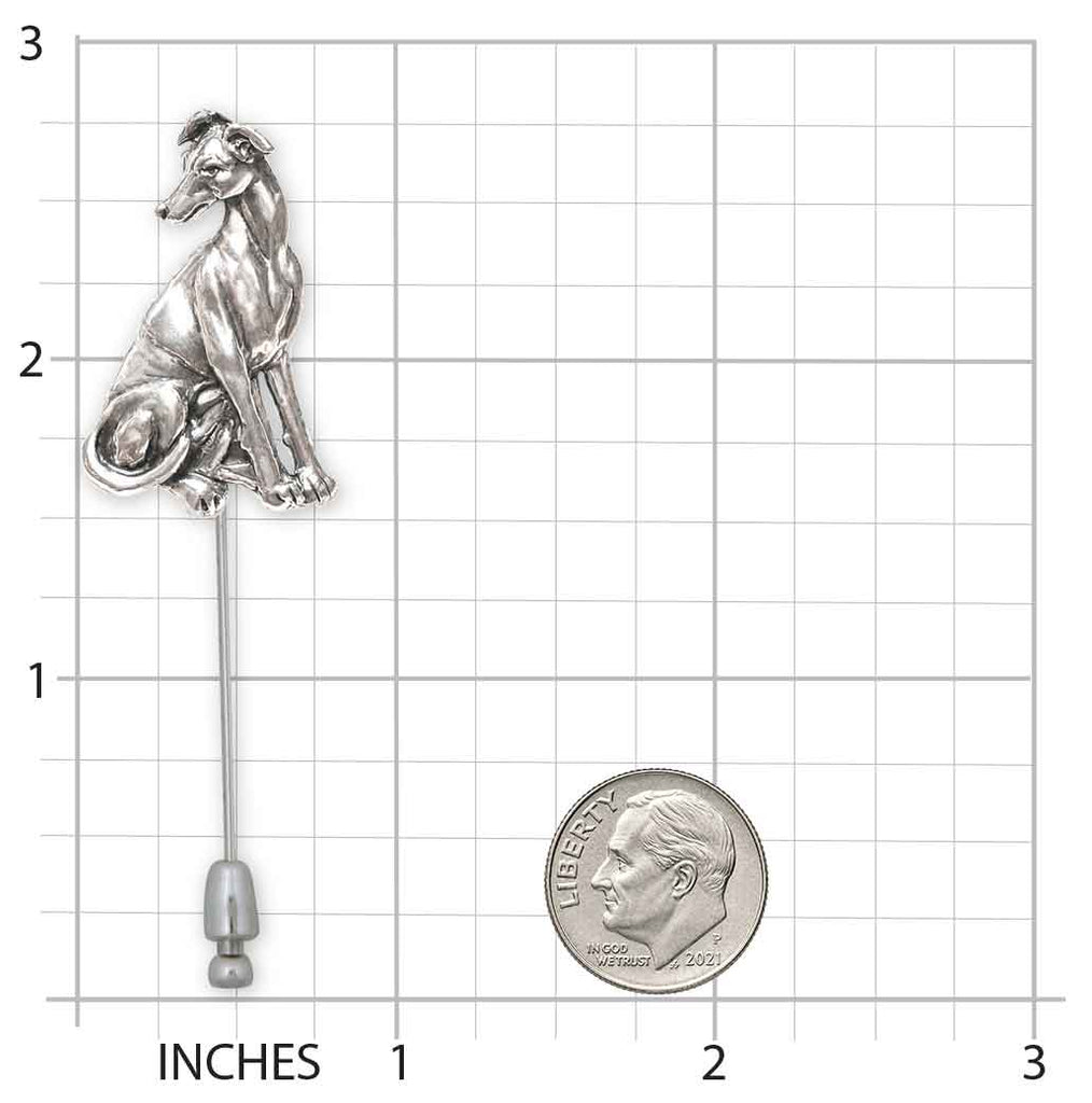Greyhound Brooch Pin Sterling Silver, Handmade Greyhound Dog Pin, Dimensional Sighthound Jewelry Gift GRH3-STP