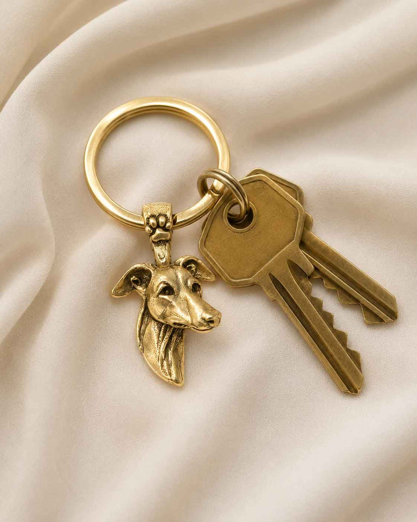 Greyhound Key Ring Yellow Bronze Handmade Greyhound Keychain Sighthound Dog Gift Greyhound Owner Gift Dog Key Holder